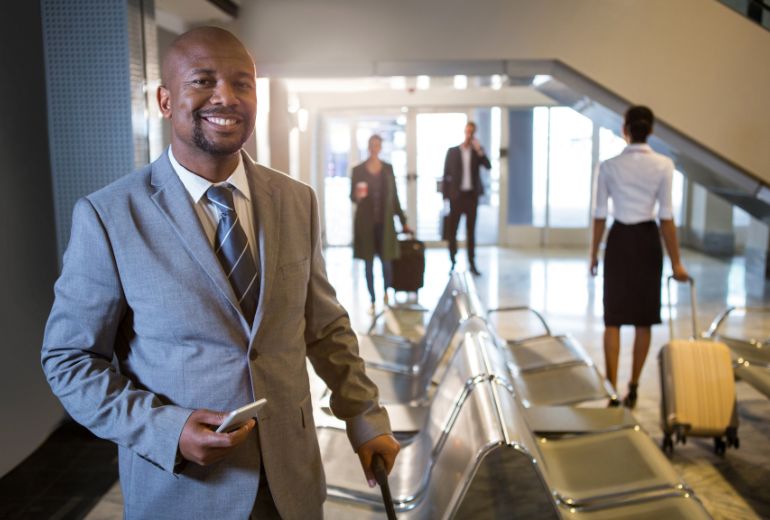 buisness man in airpot