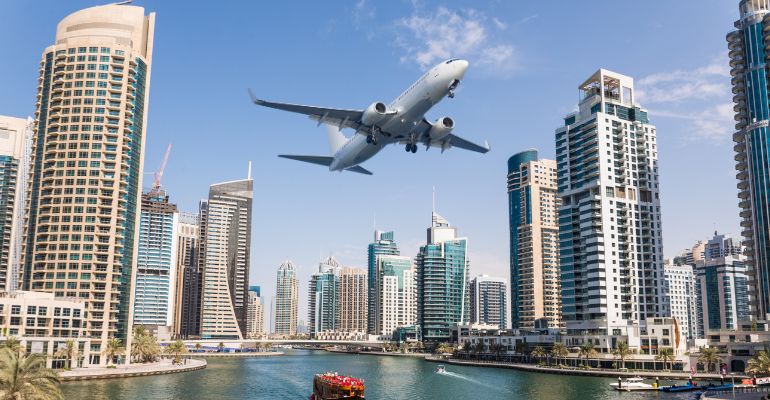 Aeroplane flying in dubai airport